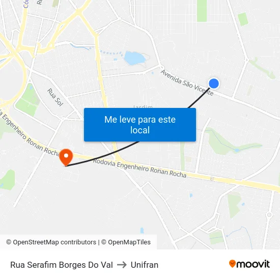 Rua Serafim Borges Do Val to Unifran map