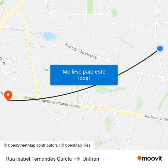 Rua Isabel Fernandes García to Unifran map