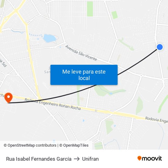 Rua Isabel Fernandes García to Unifran map