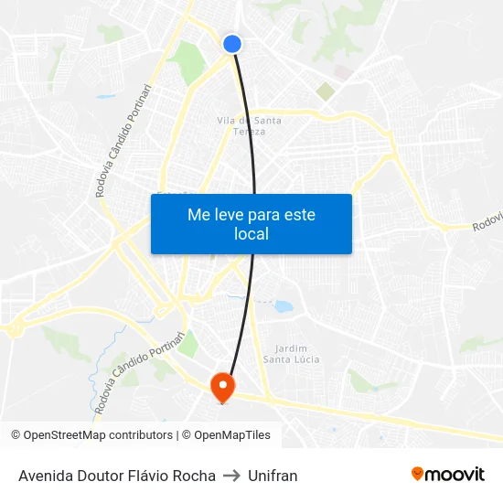 Avenida Doutor Flávio Rocha to Unifran map