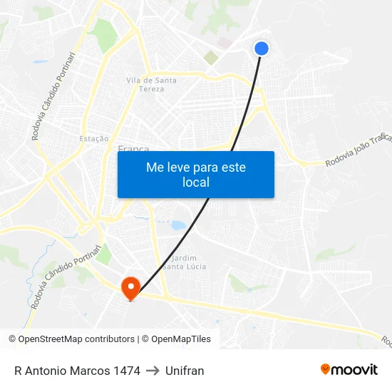 R Antonio Marcos 1474 to Unifran map