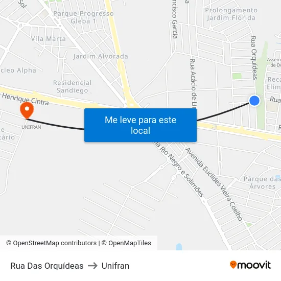 Rua Das Orquídeas to Unifran map