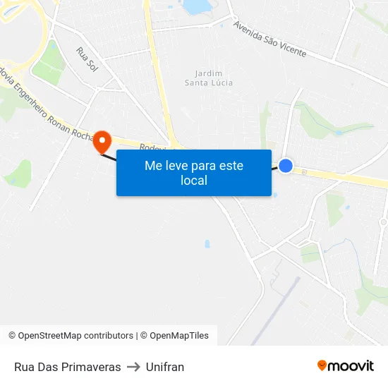 Rua Das Primaveras to Unifran map