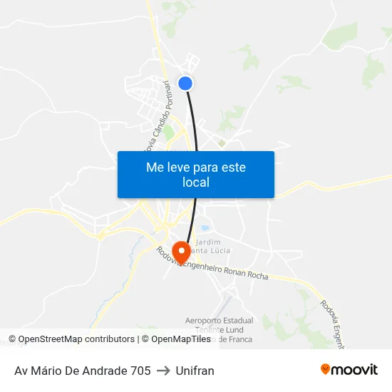 Av  Mário De Andrade 705 to Unifran map