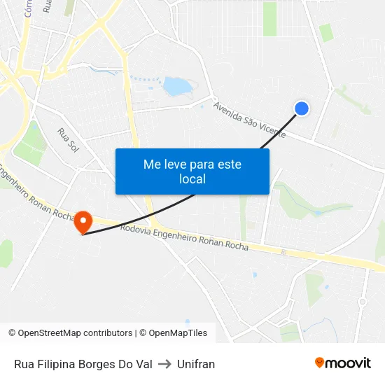 Rua Filipina Borges Do Val to Unifran map