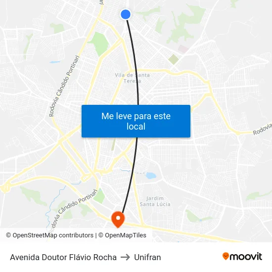 Avenida Doutor Flávio Rocha to Unifran map