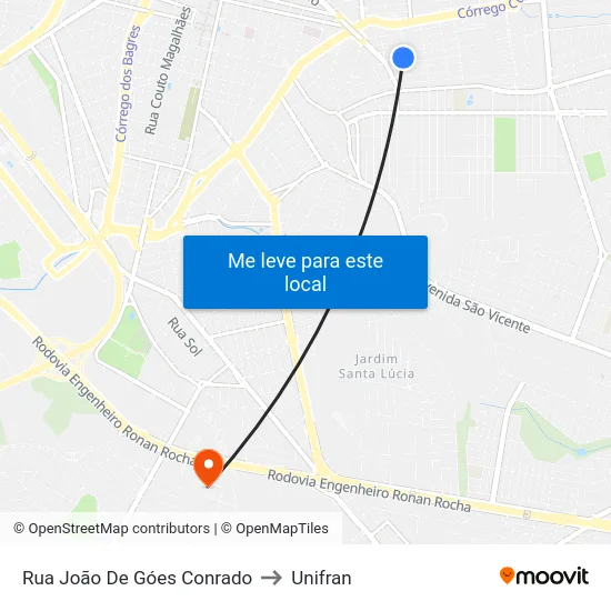 Rua João De Góes Conrado to Unifran map