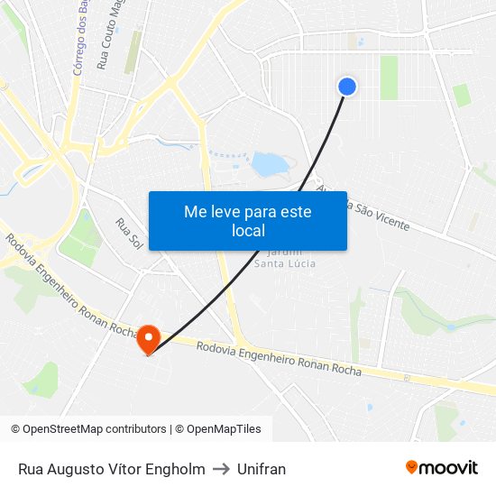 Rua Augusto Vítor Engholm to Unifran map