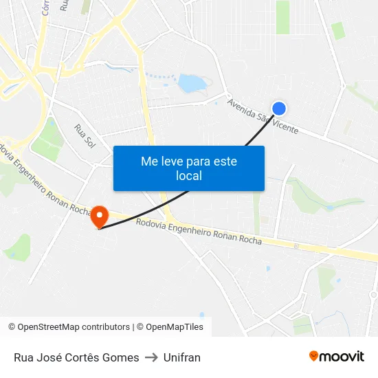 Rua José Cortês Gomes to Unifran map