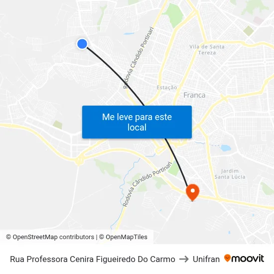 Rua Professora Cenira Figueiredo Do Carmo to Unifran map