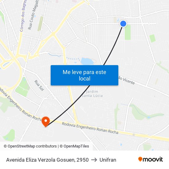 Avenida Eliza Verzola Gosuen, 2950 to Unifran map