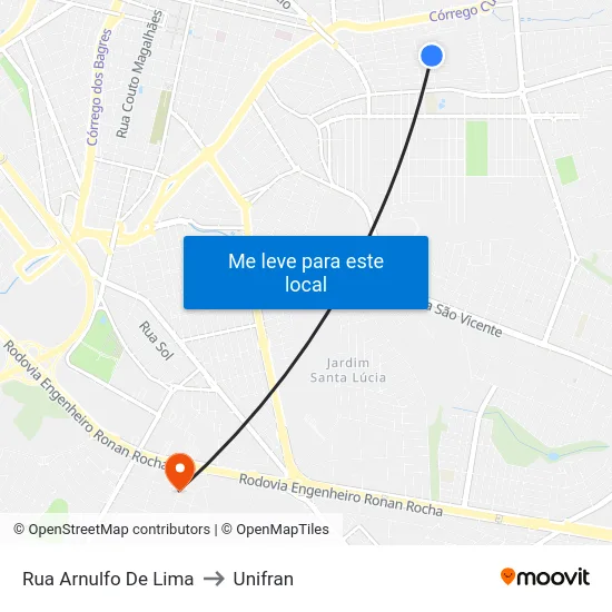 Rua Arnulfo De Lima to Unifran map