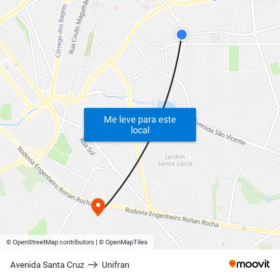 Avenida Santa Cruz to Unifran map