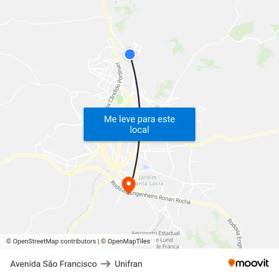 Avenida São Francisco to Unifran map