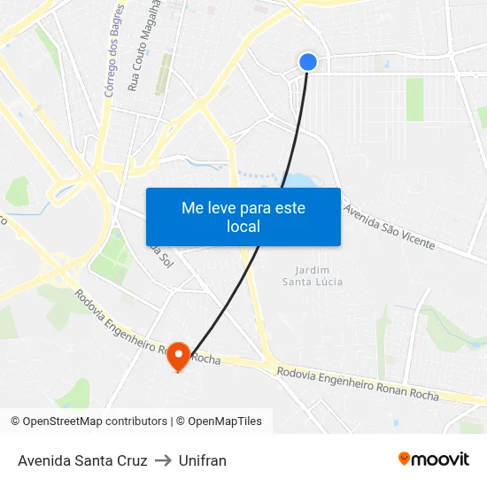 Avenida Santa Cruz to Unifran map