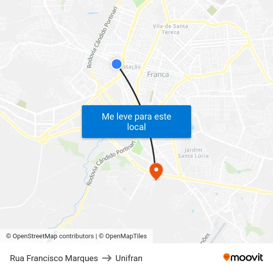 Rua Francisco Marques to Unifran map