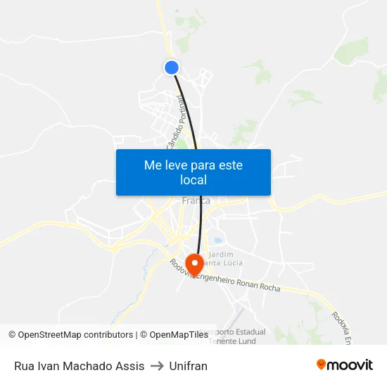 Rua Ivan Machado Assis to Unifran map