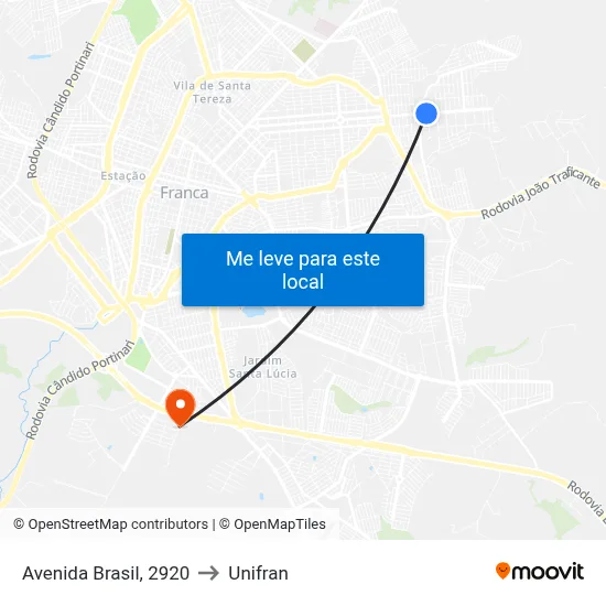 Avenida Brasil, 2920 to Unifran map