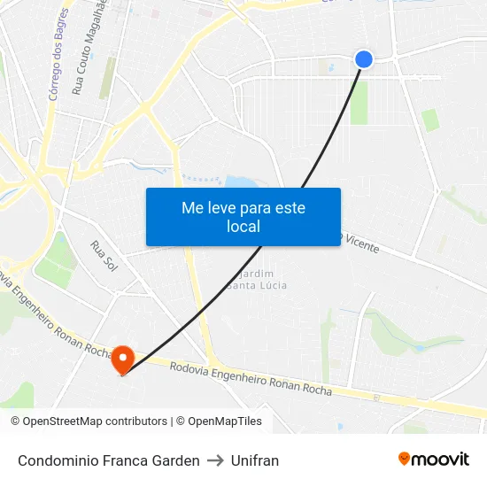 Condominio Franca Garden to Unifran map