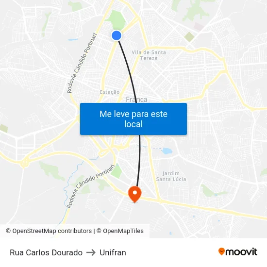Rua Carlos Dourado to Unifran map