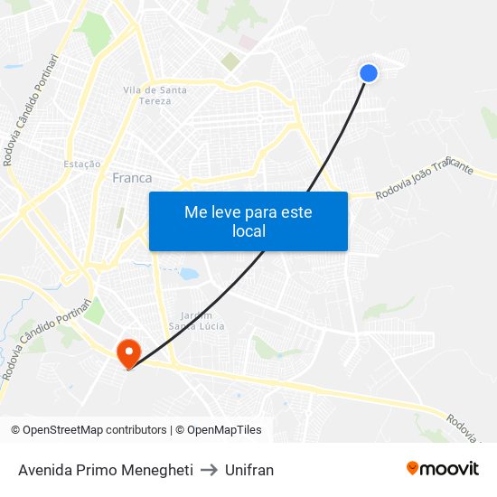 Avenida Primo Menegheti to Unifran map
