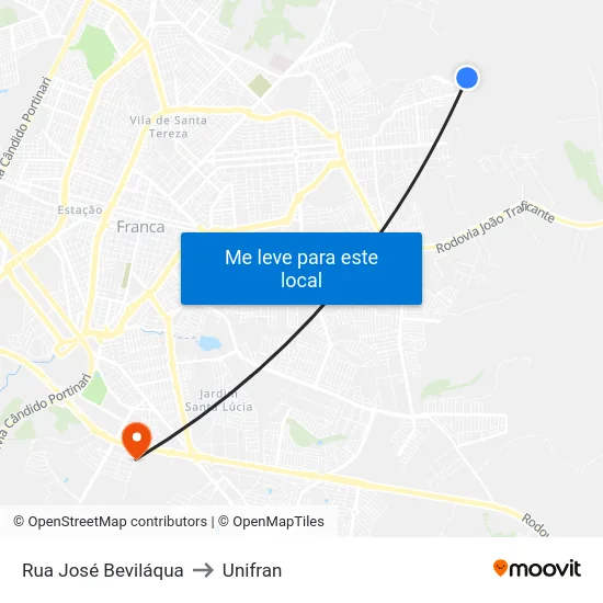 Rua José Beviláqua to Unifran map