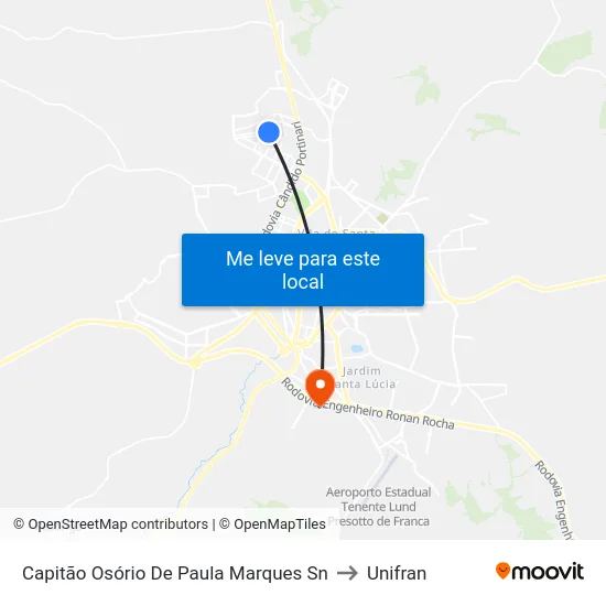 Capitão Osório De Paula Marques Sn to Unifran map