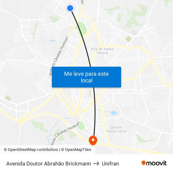 Avenida Doutor Abrahão Brickmann to Unifran map