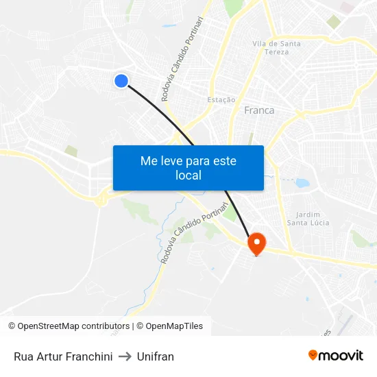 Rua Artur Franchini to Unifran map