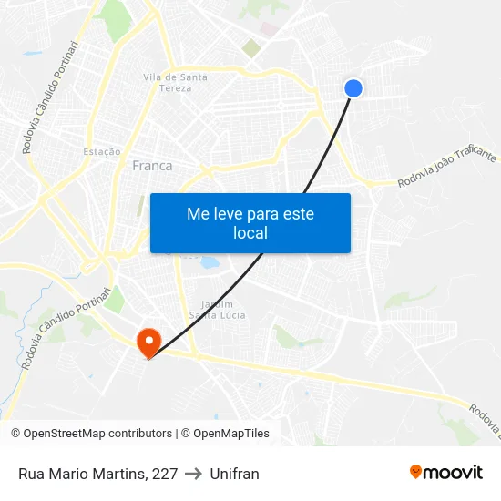 Rua Mario Martins, 227 to Unifran map