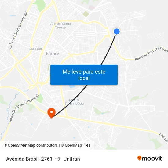 Avenida Brasil, 2761 to Unifran map