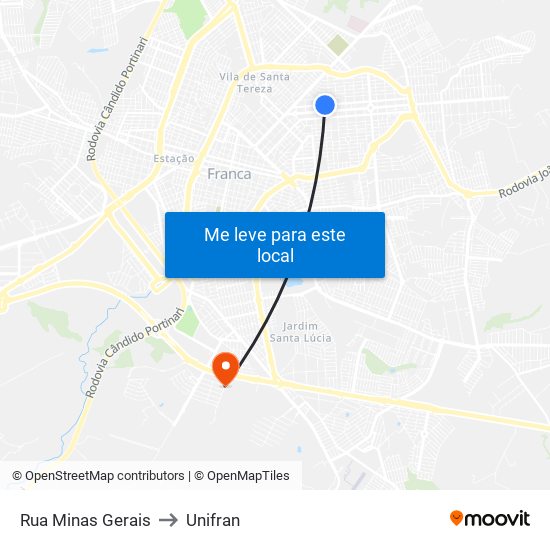 Rua Minas Gerais to Unifran map