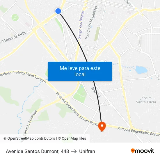 Avenida Santos Dumont, 448 to Unifran map