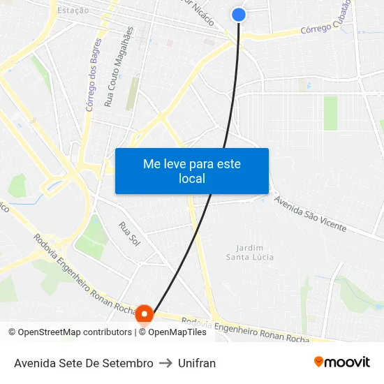 Avenida Sete De Setembro to Unifran map