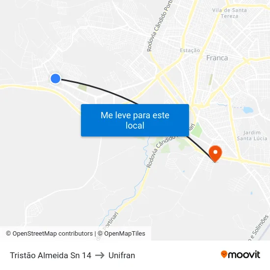 Tristão Almeida Sn 14 to Unifran map