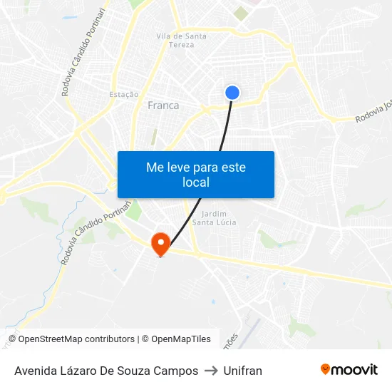 Avenida Lázaro De Souza Campos to Unifran map