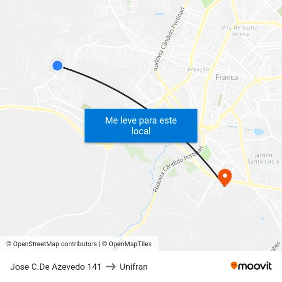 Jose C.De Azevedo 141 to Unifran map