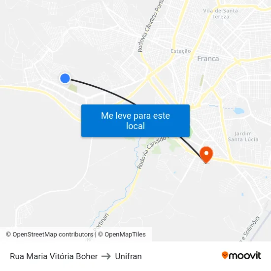 Rua Maria Vitória Boher to Unifran map