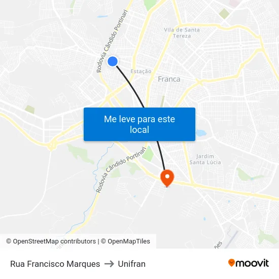Rua Francisco Marques to Unifran map
