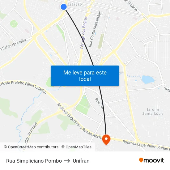 Rua Simpliciano Pombo to Unifran map