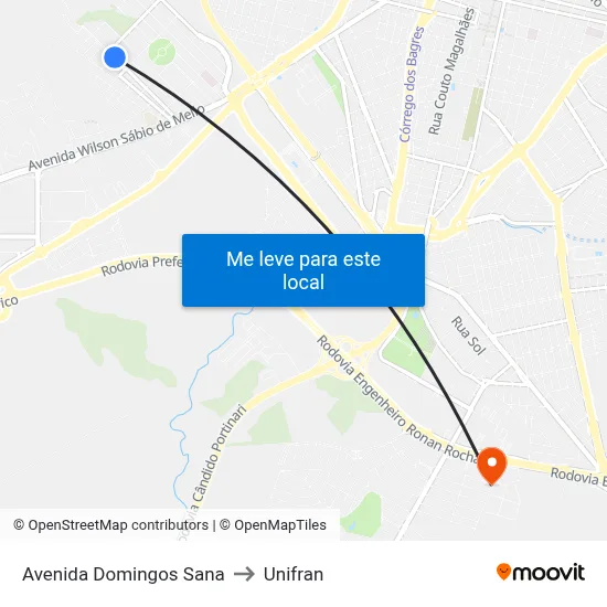 Avenida Domingos Sana to Unifran map