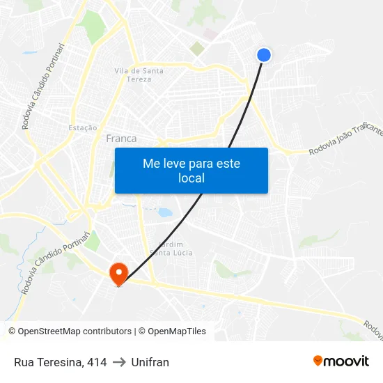 Rua Teresina, 414 to Unifran map