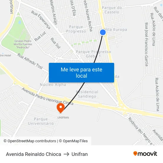 Avenida Reinaldo Chioca to Unifran map