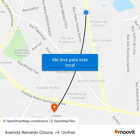 Avenida Reinaldo Chioca to Unifran map