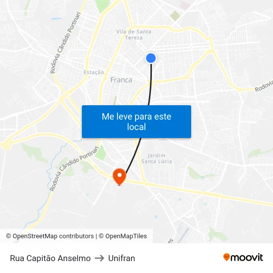 Rua Capitão Anselmo to Unifran map