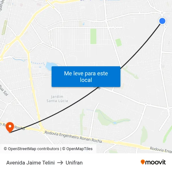 Avenida Jaime Telini to Unifran map