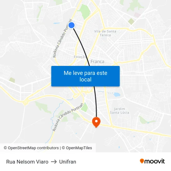 Rua Nelsom Viaro to Unifran map