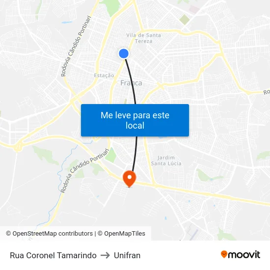 Rua Coronel Tamarindo to Unifran map