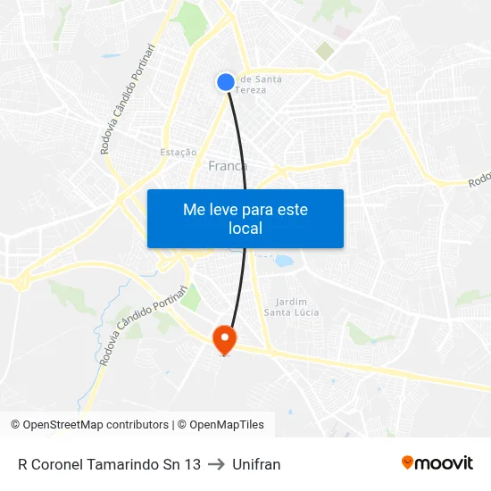 R Coronel Tamarindo Sn 13 to Unifran map