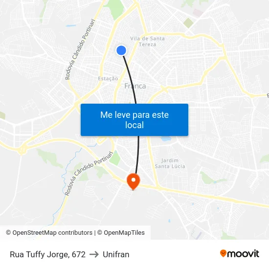 Rua Tuffy Jorge, 672 to Unifran map